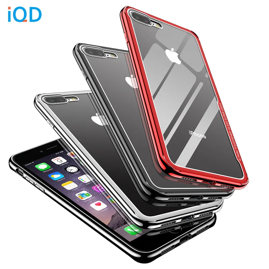 IQD защитный чехол для iPhone X, 8, 7, 6, 6S Plus, роскошное покрытие для чехла, TPU бампер, рамка, оболочка, прозрачное стекло, задняя крышка xr xs max