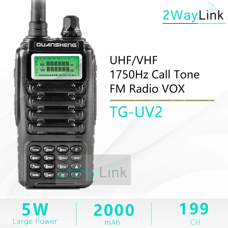 TG-UV2 Высокое качество QUANSHENG TG-UV2 Ham Радио Двухдиапазонная 5 Вт QUANSHENG TG UV2 VHF супергетеродинная рация FCC CE сертификация - Цвет: TG-UV2