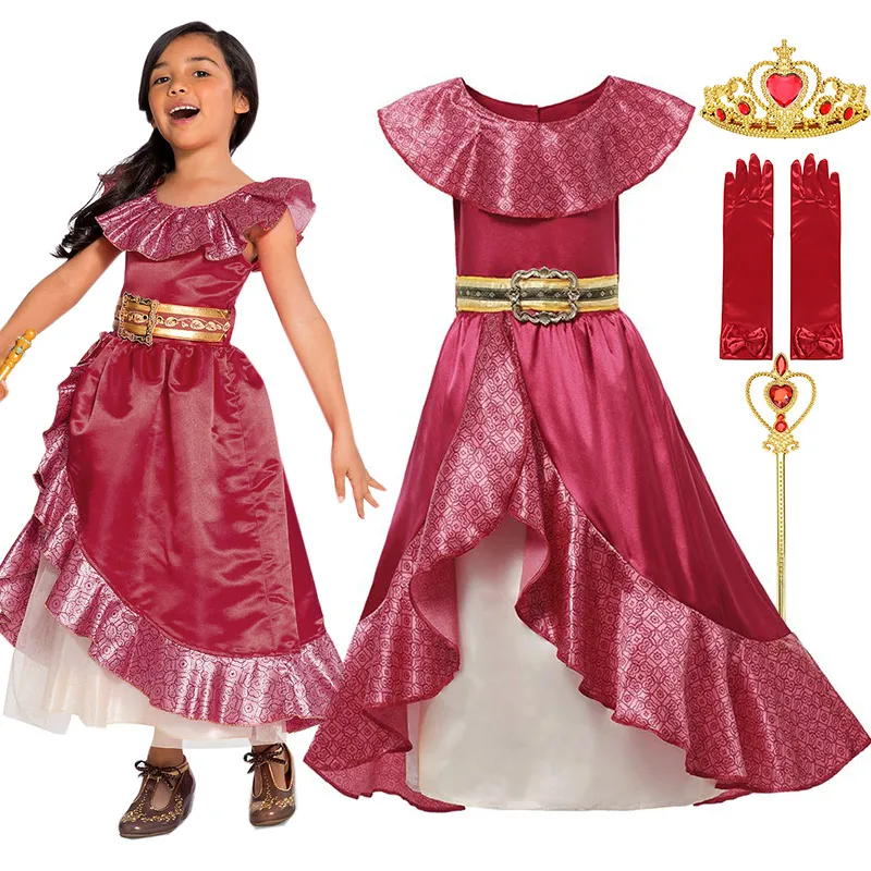 Elena of Avalor/костюм для детей; платье принцессы с поясом и поясом; летние платья для девочек; вечерние платья для костюмированной вечеринки; одежда для пасхи и карнавала