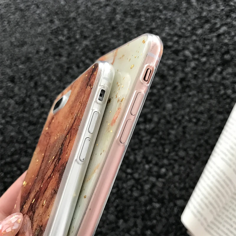 For case iphone x xs max xr Marble Stone Pattern Mobile Phone Case 6s 7 8 6 Plus Diamond Gold Foil Glitter Soft Funda |