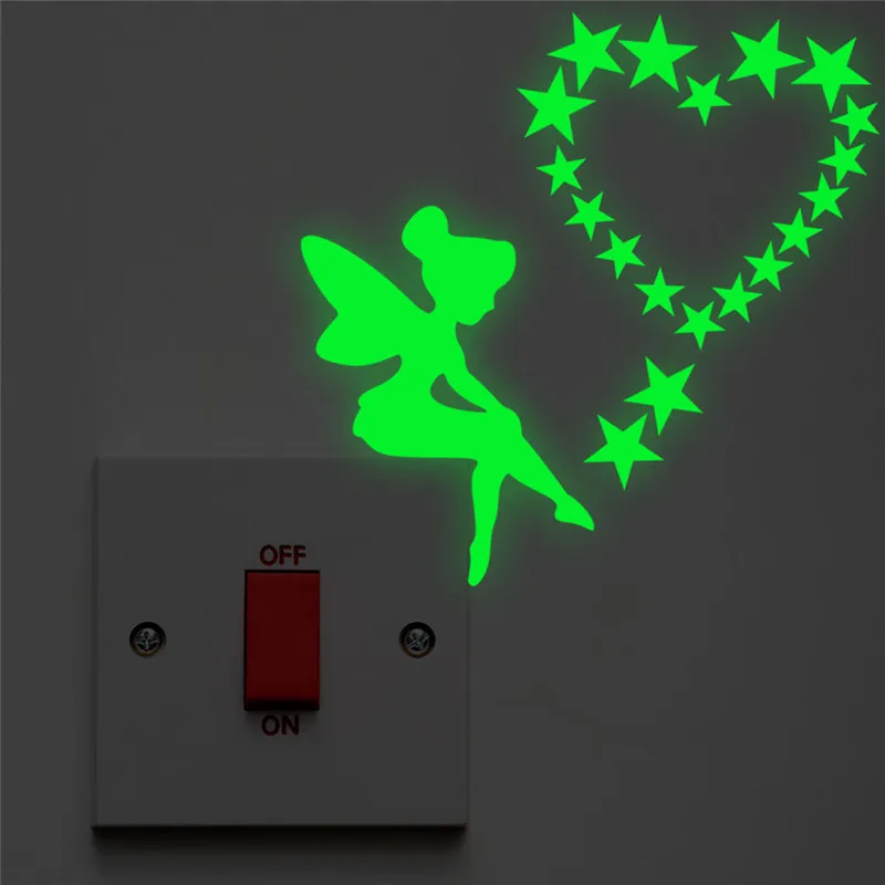 Светящиеся наклейки s Angel Star Switch стикеры смешные украшения для дома сделай сам