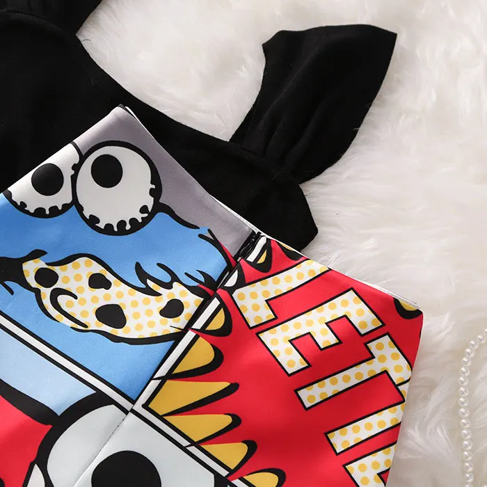 Новинка, европейская Осенняя Женская юбка-карандаш, высокая растягивающаяся юбка средней длины с принтом в виде мультяшных букв