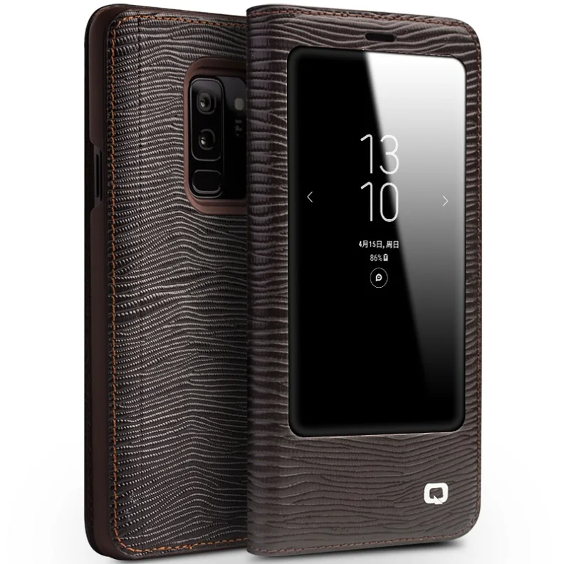 lizard brown QIALINO чехол из натуральной кожи с откидной крышкой для samsung Galaxy S9 плюс класса люкс ручной работы телефона чехол для samsung S9 5,8/15748 см - Цвет: lizard brown