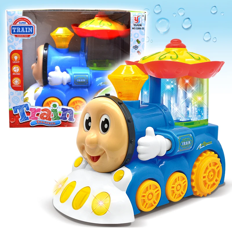 Electric fountain Train Toys With Light And Musical Movable Eye Mouth Brinquedos Cartoons  toy car Gift Children Kids Present