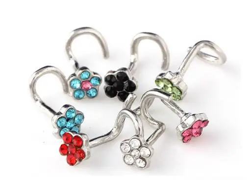 Модные панк поддельные перегородки медицинский титановый цветок кристалл носа