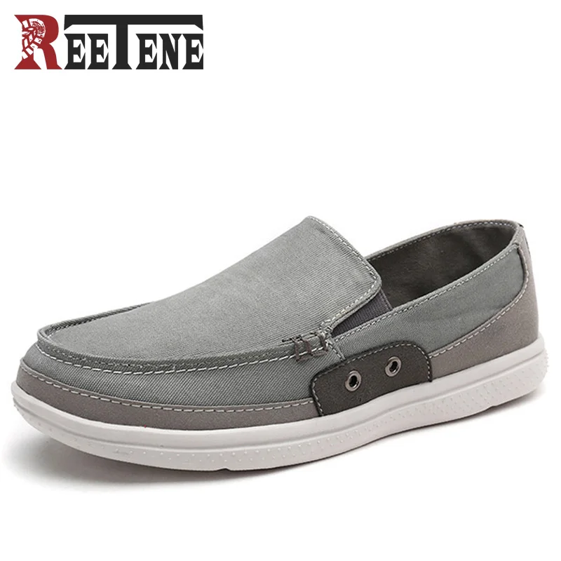 Reetene Большие размеры 47 48 Мужская парусиновая обувь дышащая легкая Slip-On