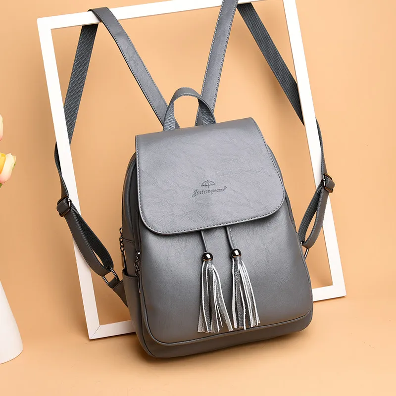 Рюкзак Mochila Mujer из натуральной кожи с кисточками, школьный рюкзак на плечо для женщин, рюкзак для девочек-подростков, рюкзак