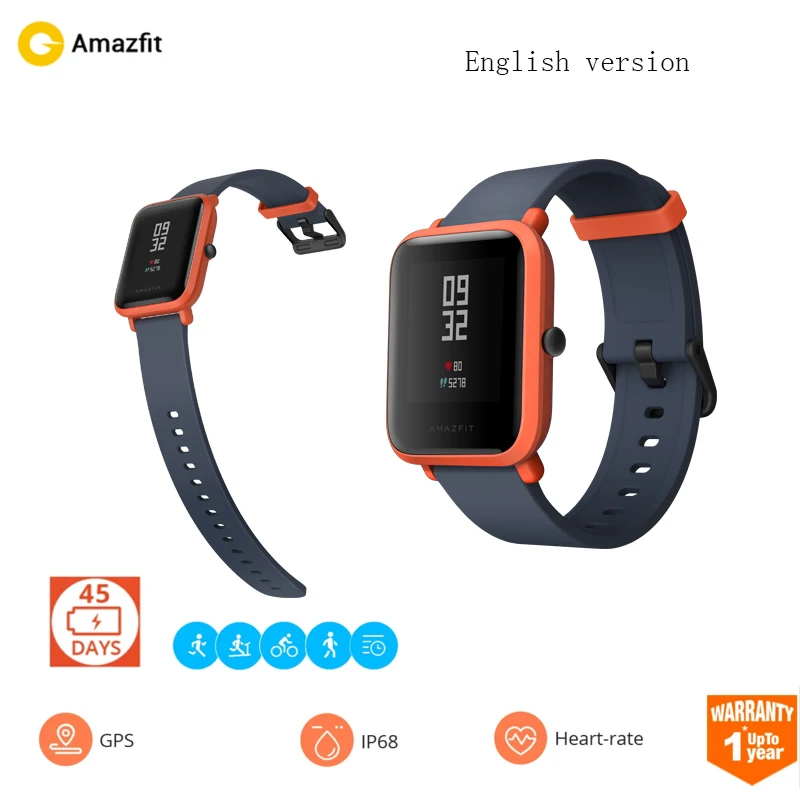 [Английская версия] Xiaomi Amazfit Bip смарт часы Huami gps ГЛОНАСС Smartwatch IP68 сердечного ритма