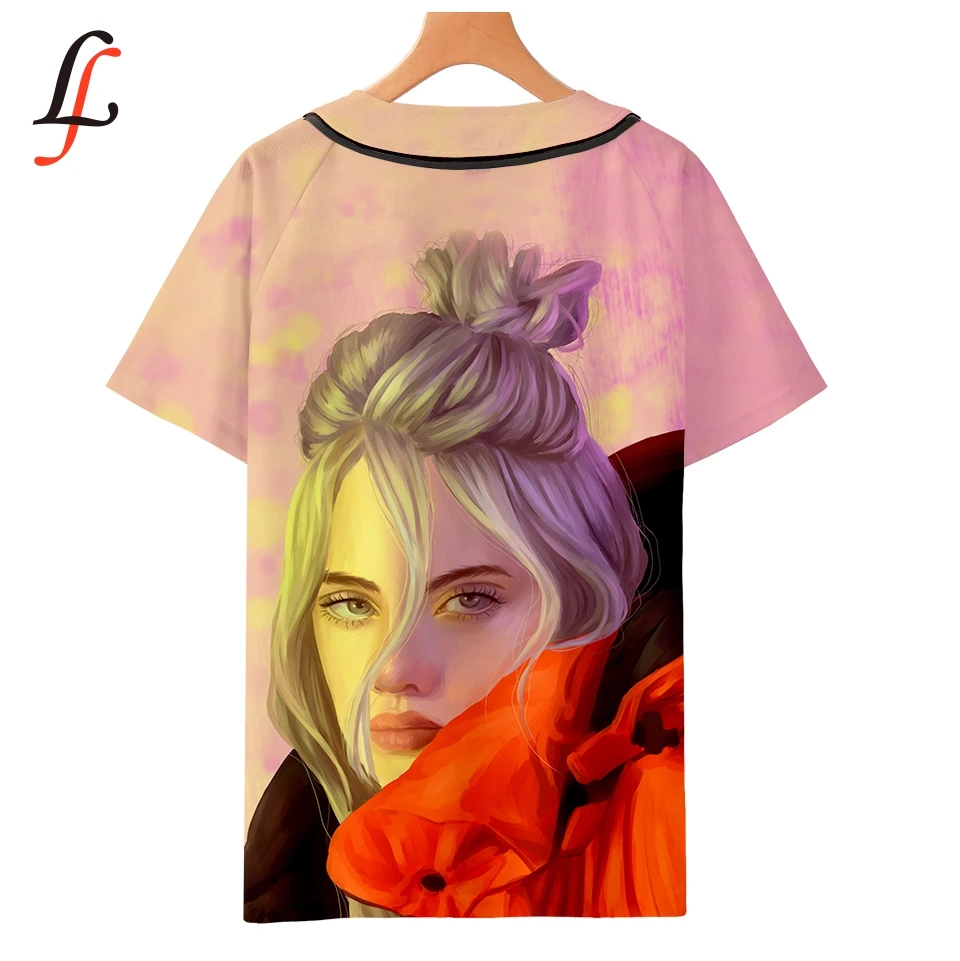Женская/Мужская Бейсбольная Футболка Billie Eilish harajuku летняя одежда с коротким