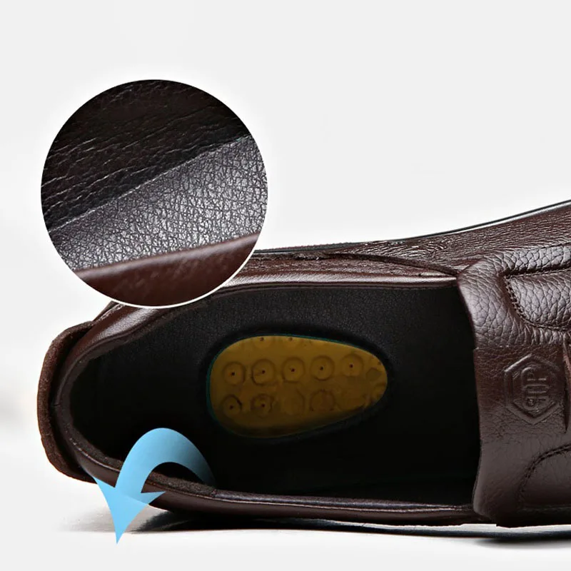 Brand Men's Casual Shoes Soft Brown Slip on Summer Autumn Flats Men Genuine Leather Plus Big Size 45 46 47 Driving | Обувь