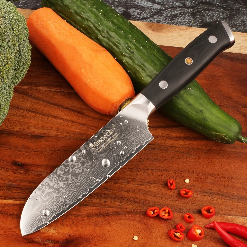 SUNNECKO Santoku нож шеф повара кухонные ножи японский Дамаск VG10 сталь острый G10