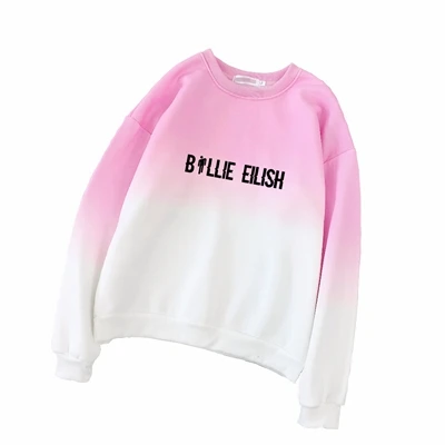 pink BILIE EILISH Женская толстовка градиентного цвета модное корейское пальто moletom feminino уличная Толстовка femme sudadera poleron mujer - Цвет: pink