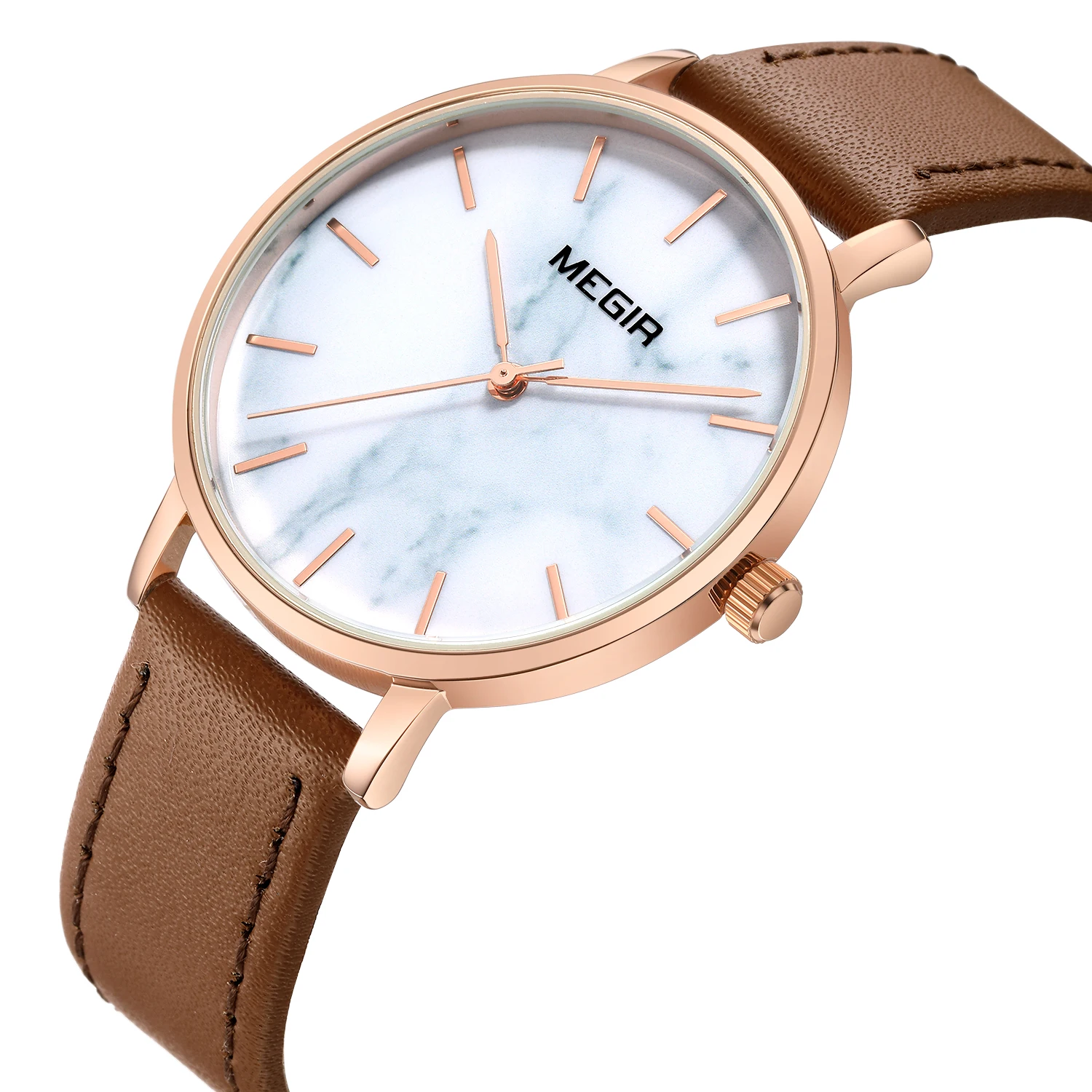 Модные Лидирующий бренд Megir минималистичные женские часы кварцевые белый