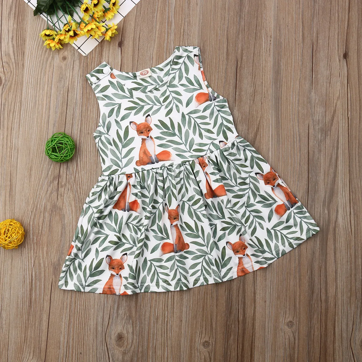 Summer Dress 2019 New Toddler Kids Baby Girl Sleeveless Cartoon Fox Flower Pageant Party Holiday Dresses Sundress Clothes | Детская