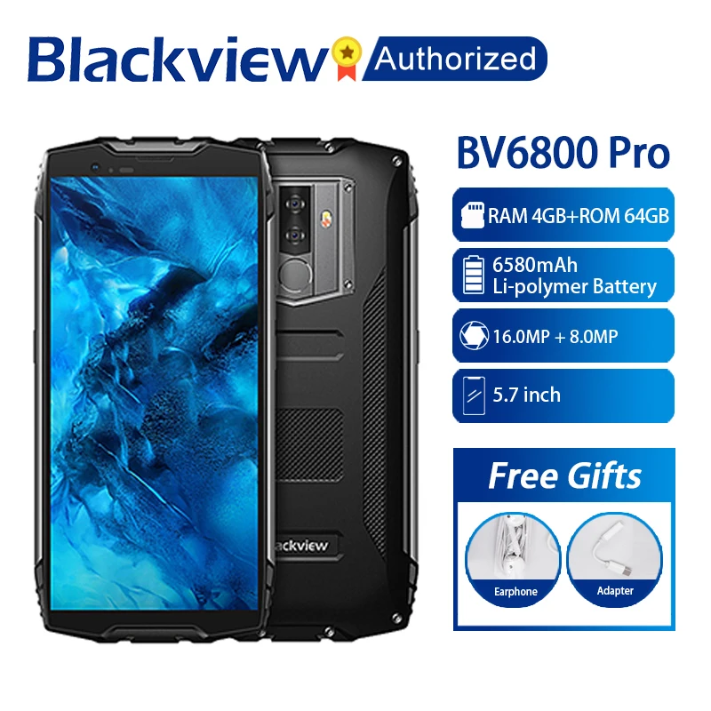 Мобильный телефон Blackview BV6800 Pro 5," смартфон IP68 Водонепроницаемый MT6750T Восьмиядерный 4 Гб+ 64 Гб 6580 мАч аккумулятор Беспроводная зарядка NFC