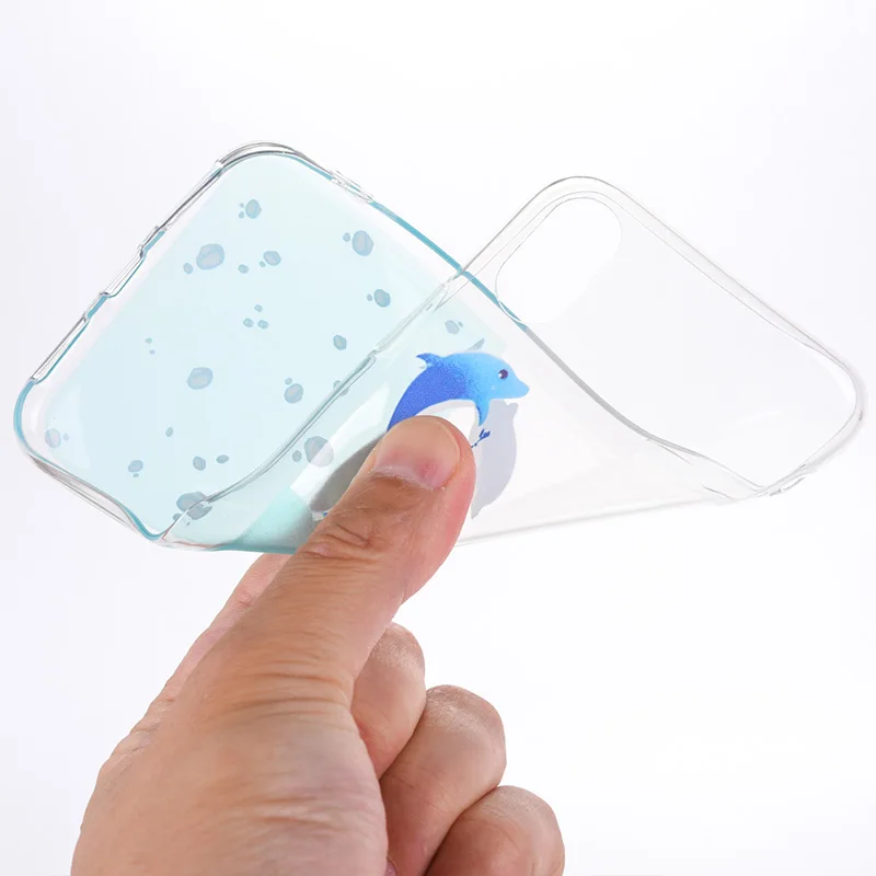 JICUIKE Роскошные модные высокий прозрачный ТПУ soft shell Дельфин для iPhone X чехол