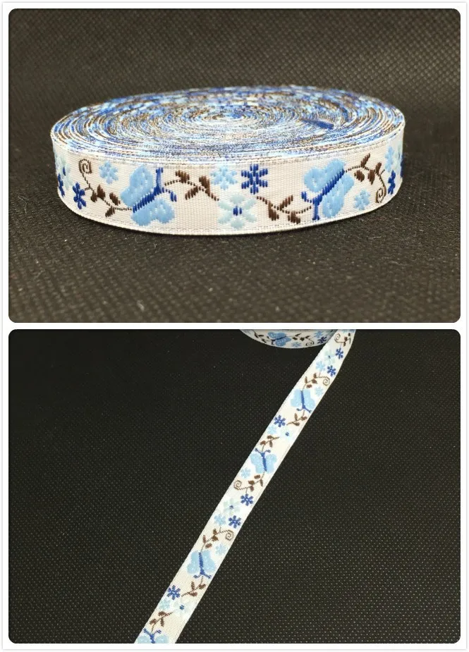Горячее предложение! Новая лента оптом 1/"(12mmx10yard/наборы) плетеная жаккардовая из Полиэстера Лента бабочки и цветы кружева