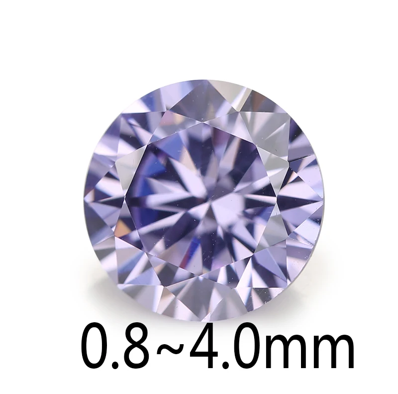 

500PCS 0.8mm~4.0mm Round Shape Loose CZ Stone Lavander Color AAAAA Cubic zirconia Synthetic Gems For Jewelry DIY Stone