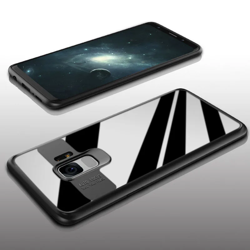 JiBan For Samsung Galaxy Note8 S9/S8/S7 Plus New Fashion TPU Silicone Edge Clear Phone Cover Tempered Glass PC Hard Backing Case |