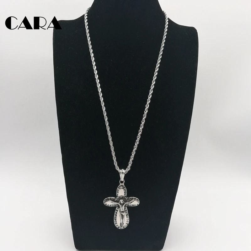 CARA 2019 New Crucifix pendant necklace antique silver color Jesus cross Christian crucifix CARA0549 | Украшения и аксессуары