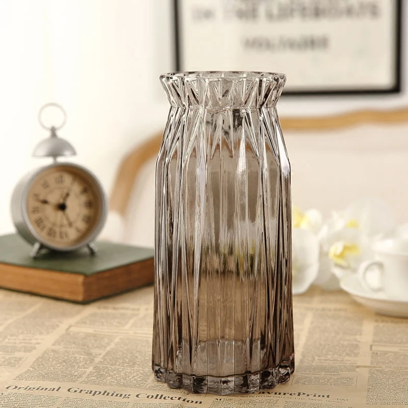 

European Glass Vase Transparent Glass Vase Home Decoration Flower Vases Modern Fashion Crystal Tabletop Vase Christmas Gifts