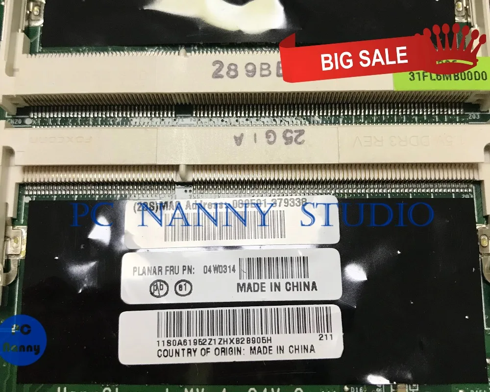 PANANNY для Lenovo E10 E11 материнская плата ноутбука I3 380 CPU на борту FRU 04W0314 DDR3 HM55 DA0FL6MB8D0