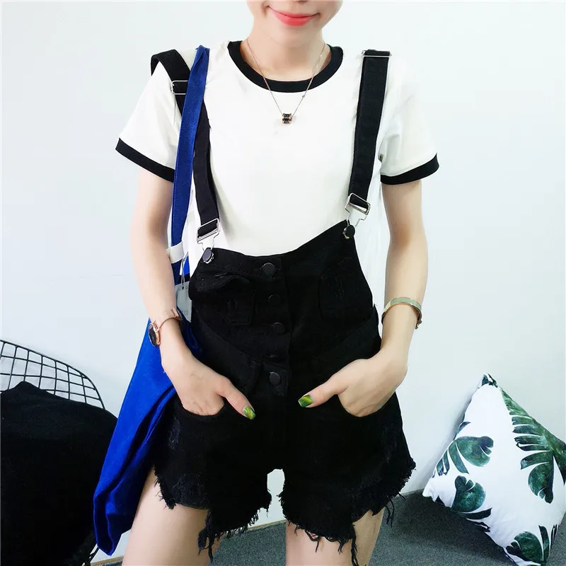 

Nice Casual Jeans Overalls Vogue Rompers Womens Pink Playsuits Fashion Denim Overalls Femme Hole Bottom Jeans Shorts Jumpsuit