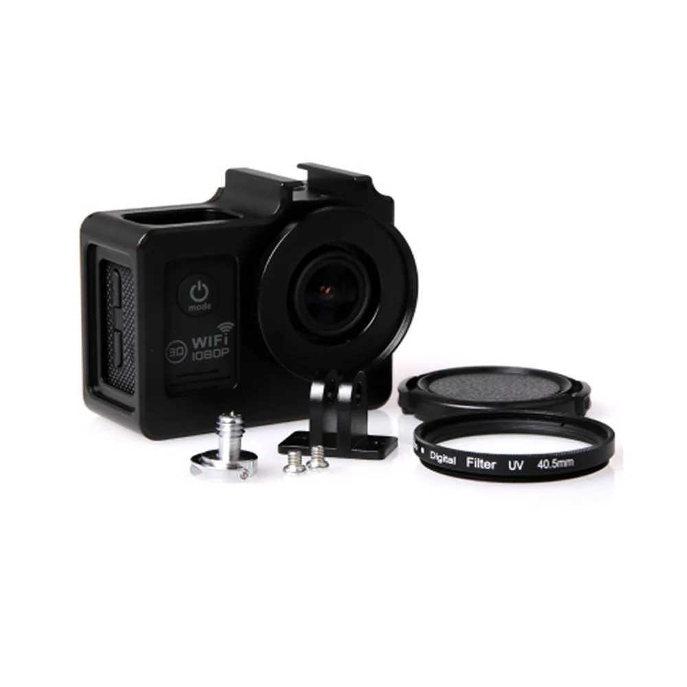 TUYU аксессуары GoPro HERO4 алюминиевый корпус с рамкой УФ-фильтр eken H8R H5S H6S H3R V8s УФ-объектив ca - Цвет: for H9 sj4000-Black
