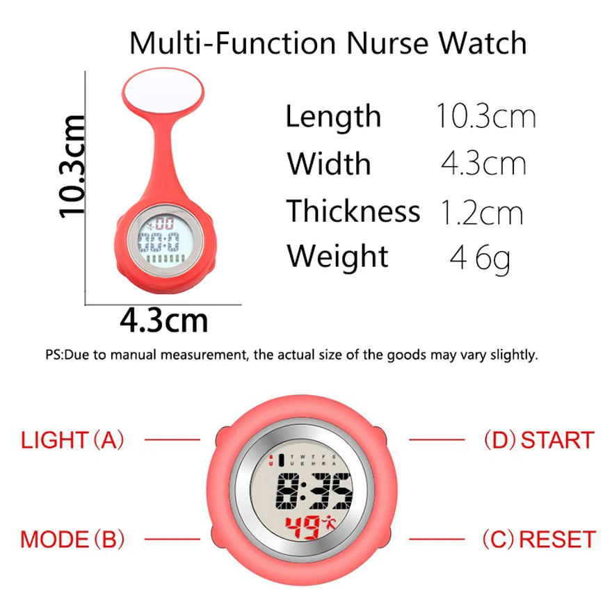 8 цветов цифровой светящийся циферблат клипса брелок для медсестры брошь булавка