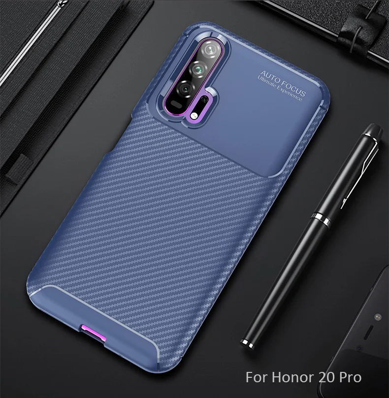 Чехол из углеродного волокна для huawei Honor 20 Pro View 20, ТПУ, силиконовая Матовая защитная накладка из волоконной ткани