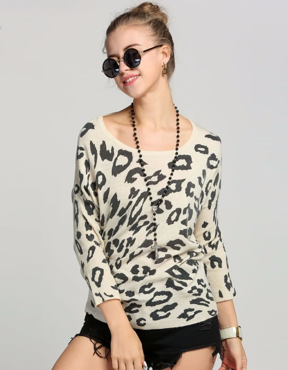 New Высокого Качества Женщины Свитера Мода Длинным Рукавом Печати О-Образным