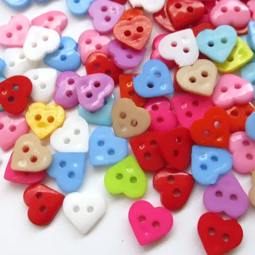 10 мм Разноцветные Пластиковые кнопки для скрапбукинга в форме сердца с плоской