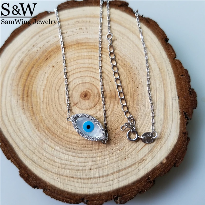 5pcs 2017 Wholesale genuine mother of pearl turkish eye fashion 925 sterling silver necklace | Украшения и аксессуары
