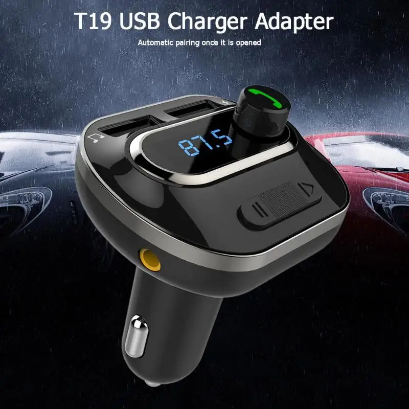 T19 USB зарядное устройство адаптер Поддержка MP3 lcd TF карта U диск fm передатчик Bluetooth с