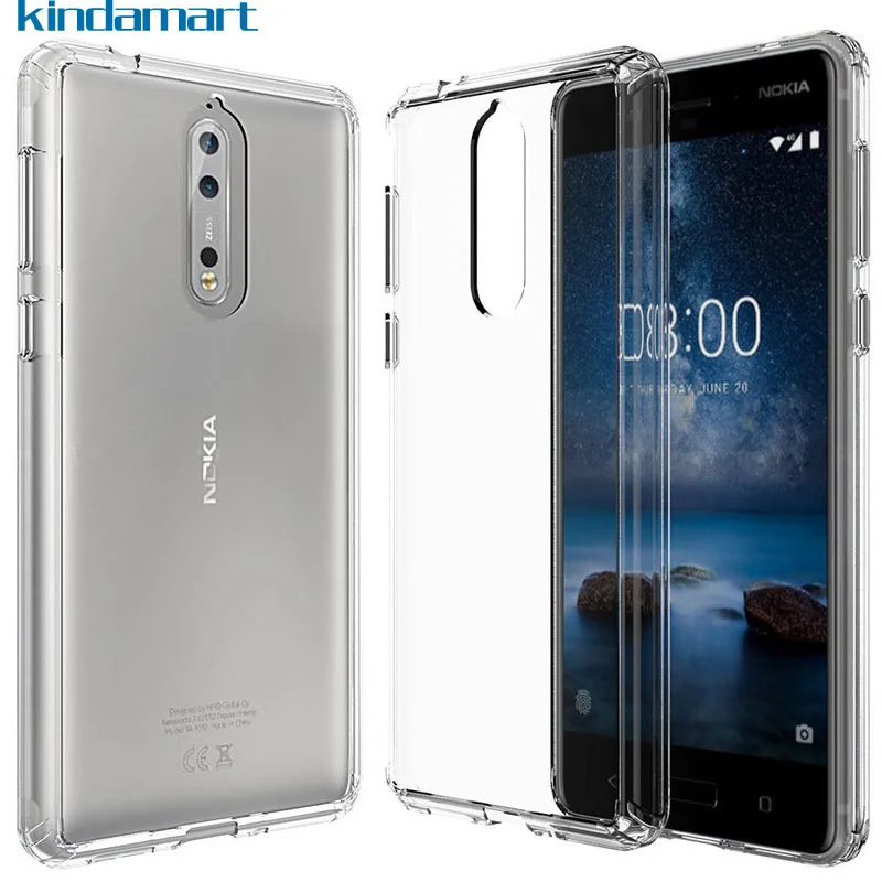 Прозрачный чехол для телефона Nokia 8 мягкий ударопрочный жесткий из ТПУ прозрачный