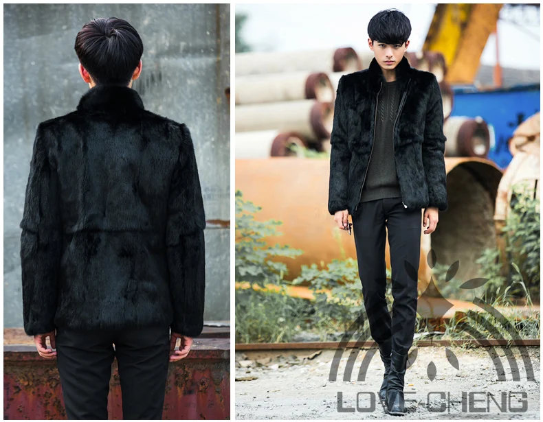 Шуба мужская из натурального цельного кроличьего меха любой размер