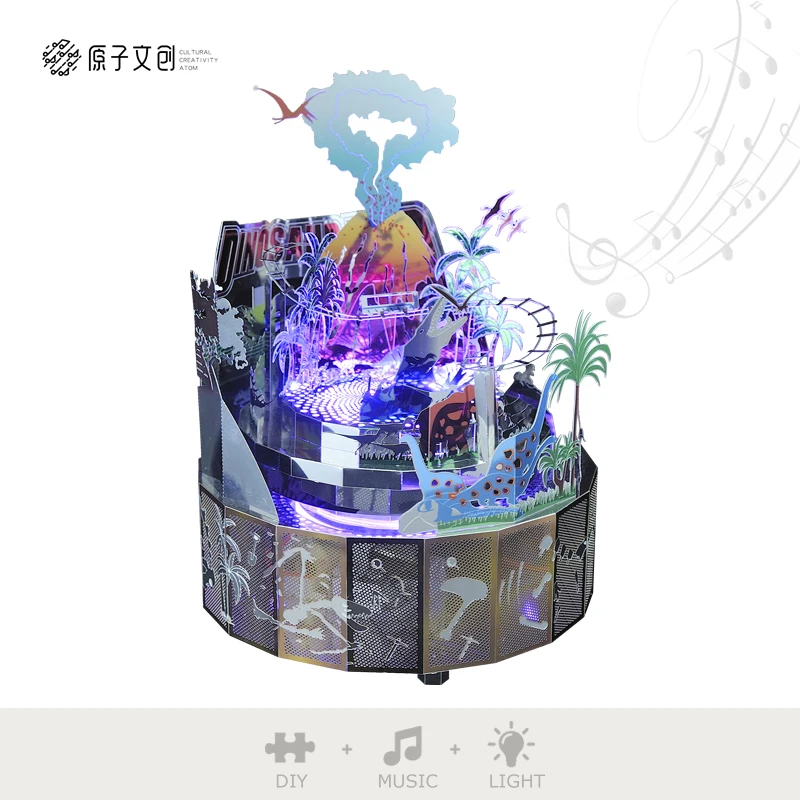 Музыкальная шкатулка сделай сам в стиле Парк Динозавров 3D металлическая