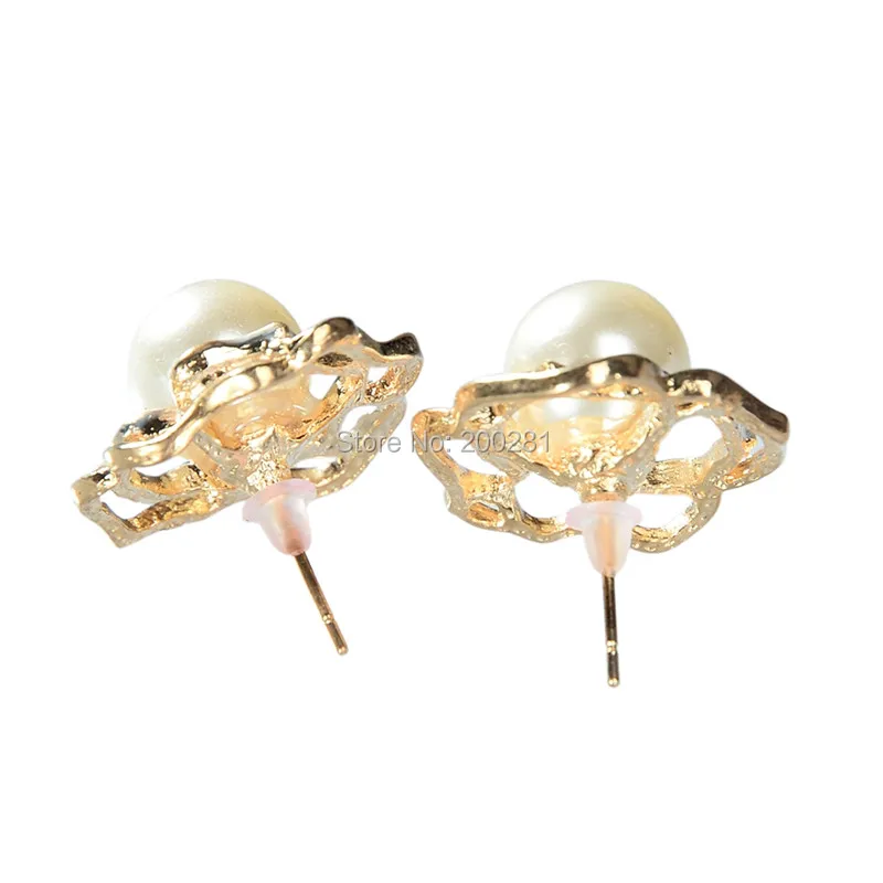 2017 Элегантные Очаровательные Белые серьги с имитацией жемчуга серьги-пусеты для