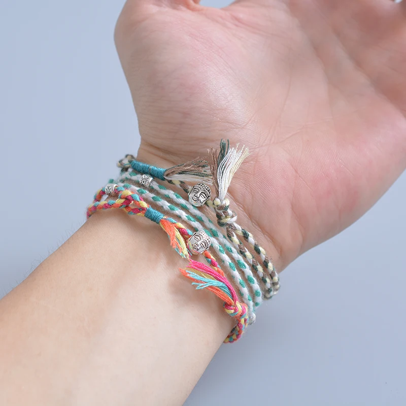 Tibetan Buddhist Lucky Woven Amulet Tibetan Cord Bracelets& Bangles For Women Men Handmade Rope Buddha Anklet Bracelet