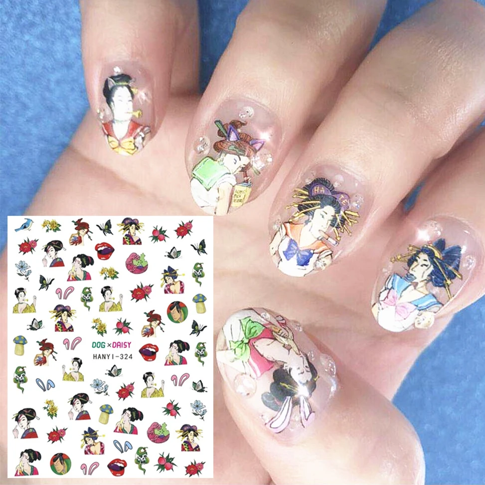 HANYI-324 Ukiyo-e CA-253-254-150-306, Ретро стиль, стикеры 3D на ногти nail Art, переводная наклейка, шаблон, сделай сам, инструмент для ногтей, украшения