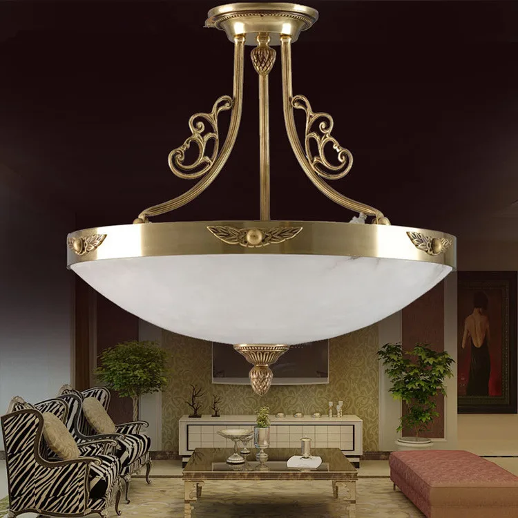 Современный E27 Меди Подвесной Светильник Spanish Alabaster Абажур Для Спальни Led Латунь