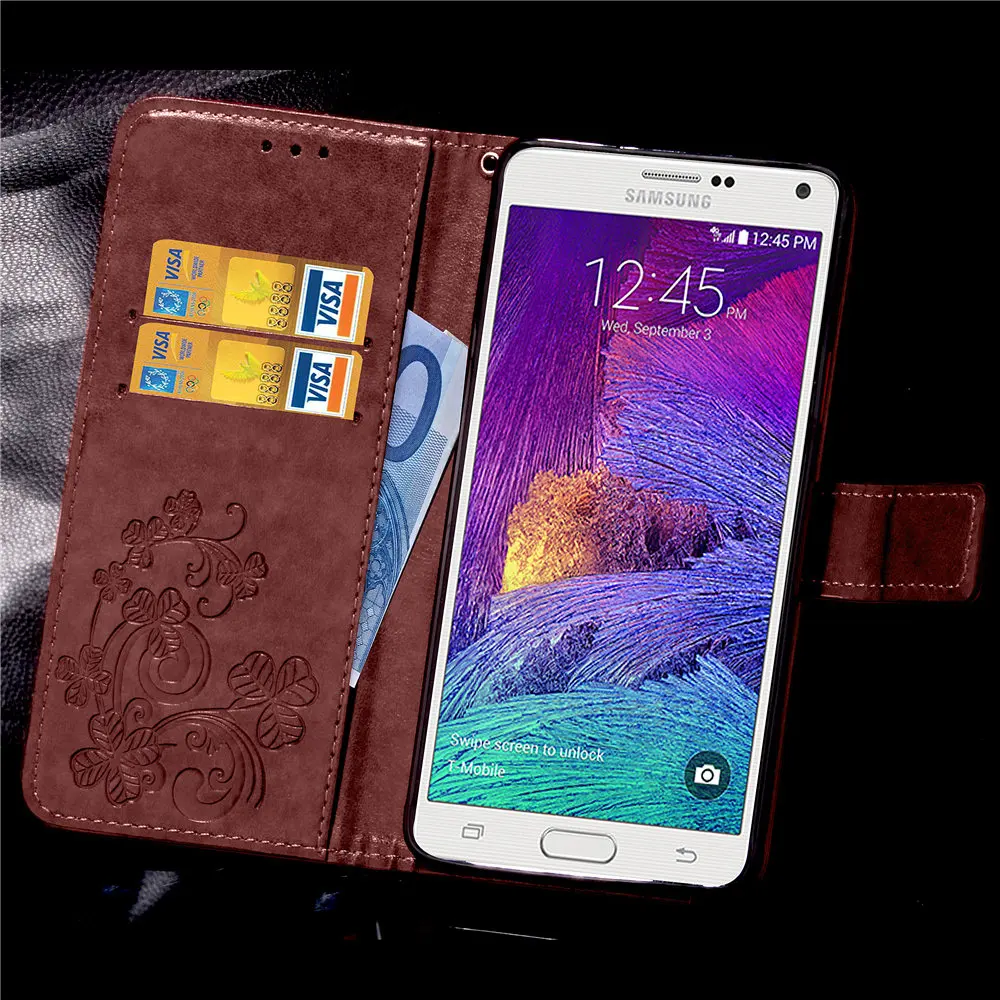 Кожаный чехол книжка с тиснением для Samsung Note 4 N9100|case for samsung|leather casewallet case |