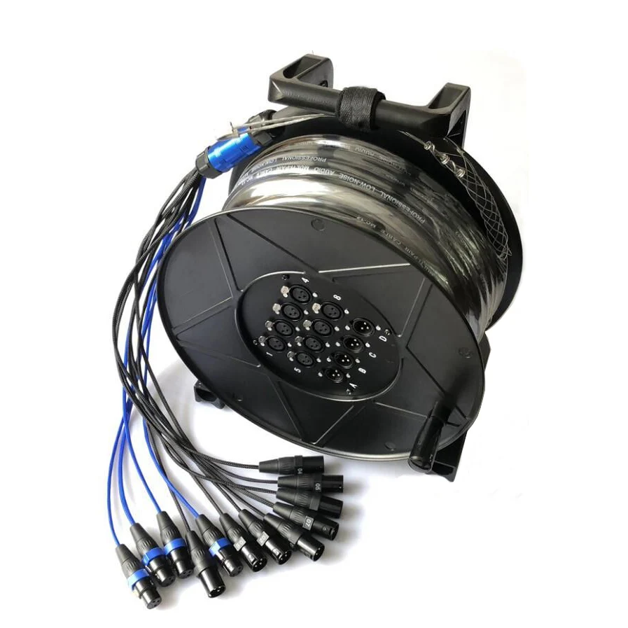 

High quality Professional 12 channel Stage Snake Cable 30M with engineering plastic tray and gold plate 3pin xlr connectors