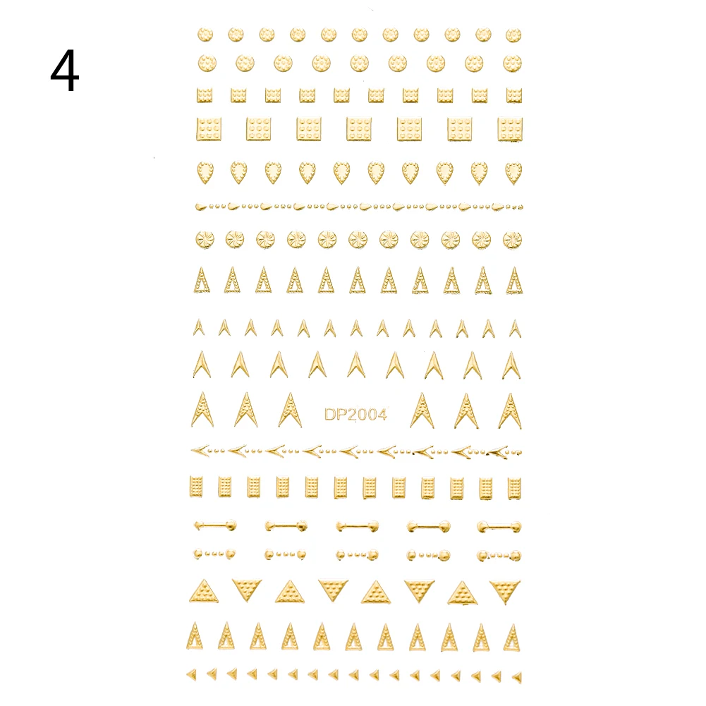 Pattern 4 Золотой стикеры 3D на ногти Nail Art, смешанный геометрический дизайн, наклейки для ногтей, украшения, маникюрные принадлежности - Цвет: Pattern 4