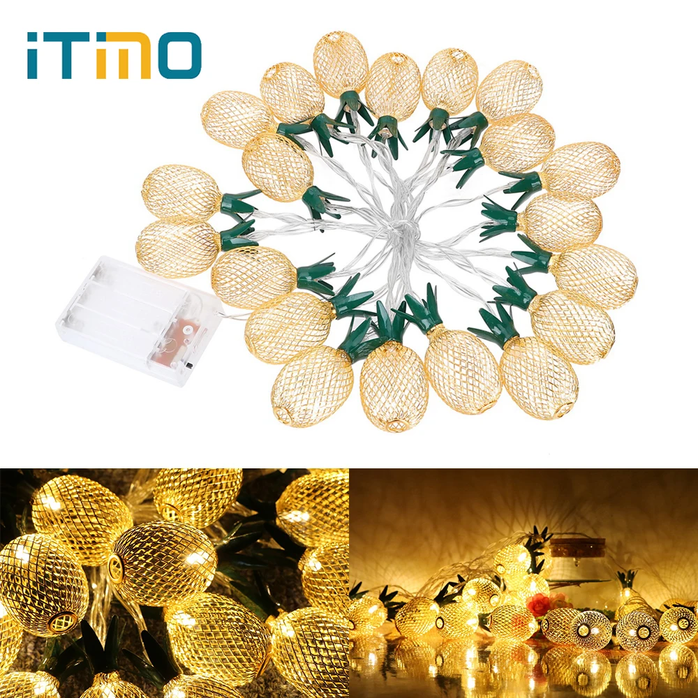 

ITimo Vintage Iron Pineapple Lighting String Home Garland Decoration Yellow Light 10 Leds 20 Leds String Lamp Romantic