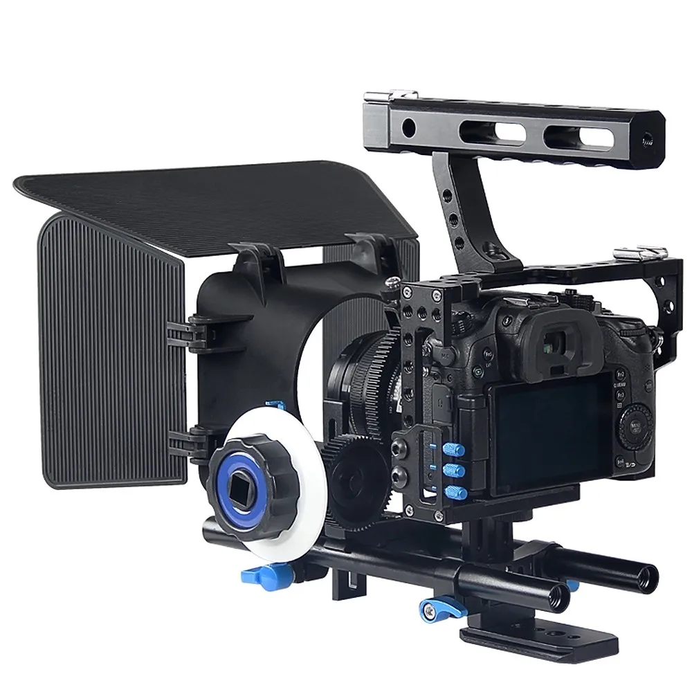 Профессиональный 3 в 1 DSLR Ручка Стабилизатор установка клетка для камеры+ фоллоу фокус+ Матовая коробка для Panasonic DMC-GH4 G7/sony A7 A7S A7SII