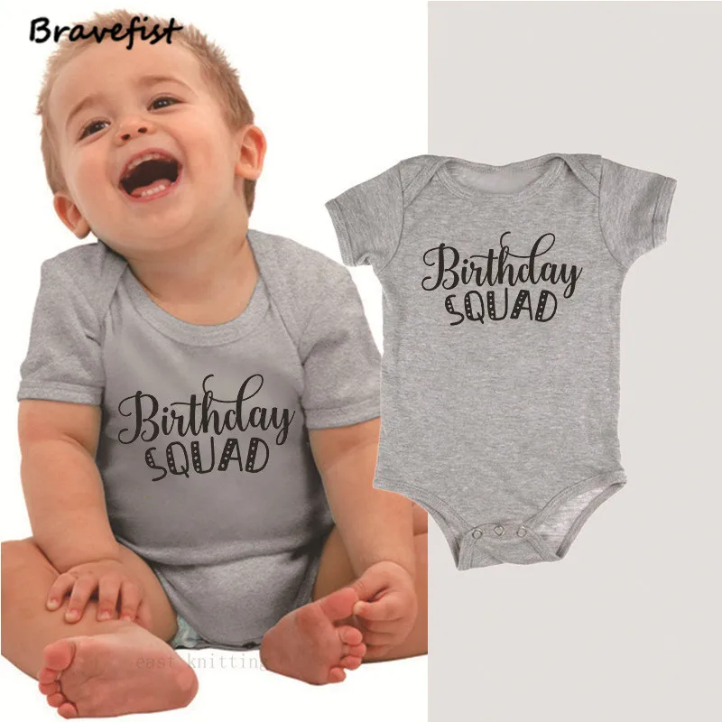 Monos de algod&oacute;n para beb&eacute;s y ni&ntilde;as, ropa de manga corta de poli&eacute;ster para ni&ntilde;os de 0 a 24 meses, monos de feliz cumplea&ntilde;os-1