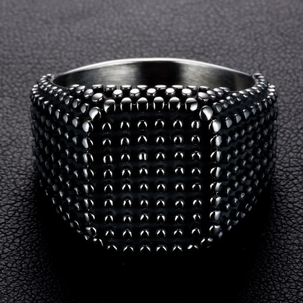

ADOMANER Men's Stainless Steel Ring Retro Square Wave Point Jewelry Hip Hop Rock Party Finger Funky Rings Dropshipping Wholesale