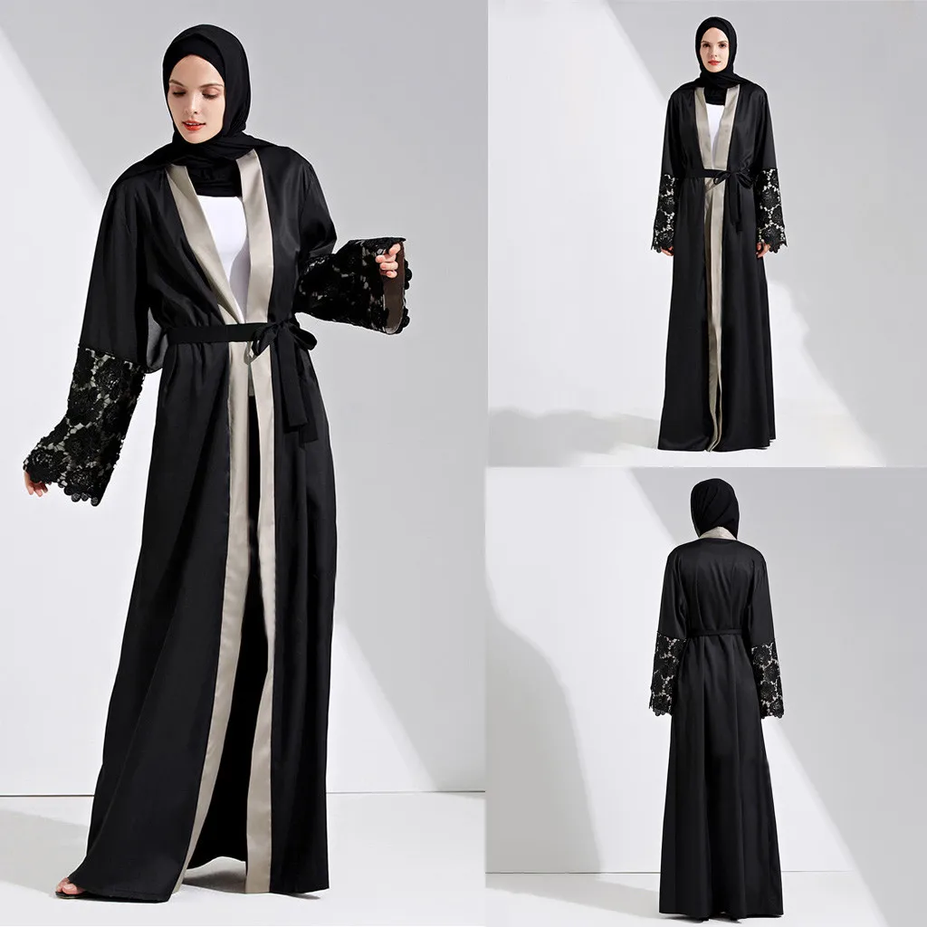 Модное мусульманское платье Abaya кружевной боковой кардиган женское классическое