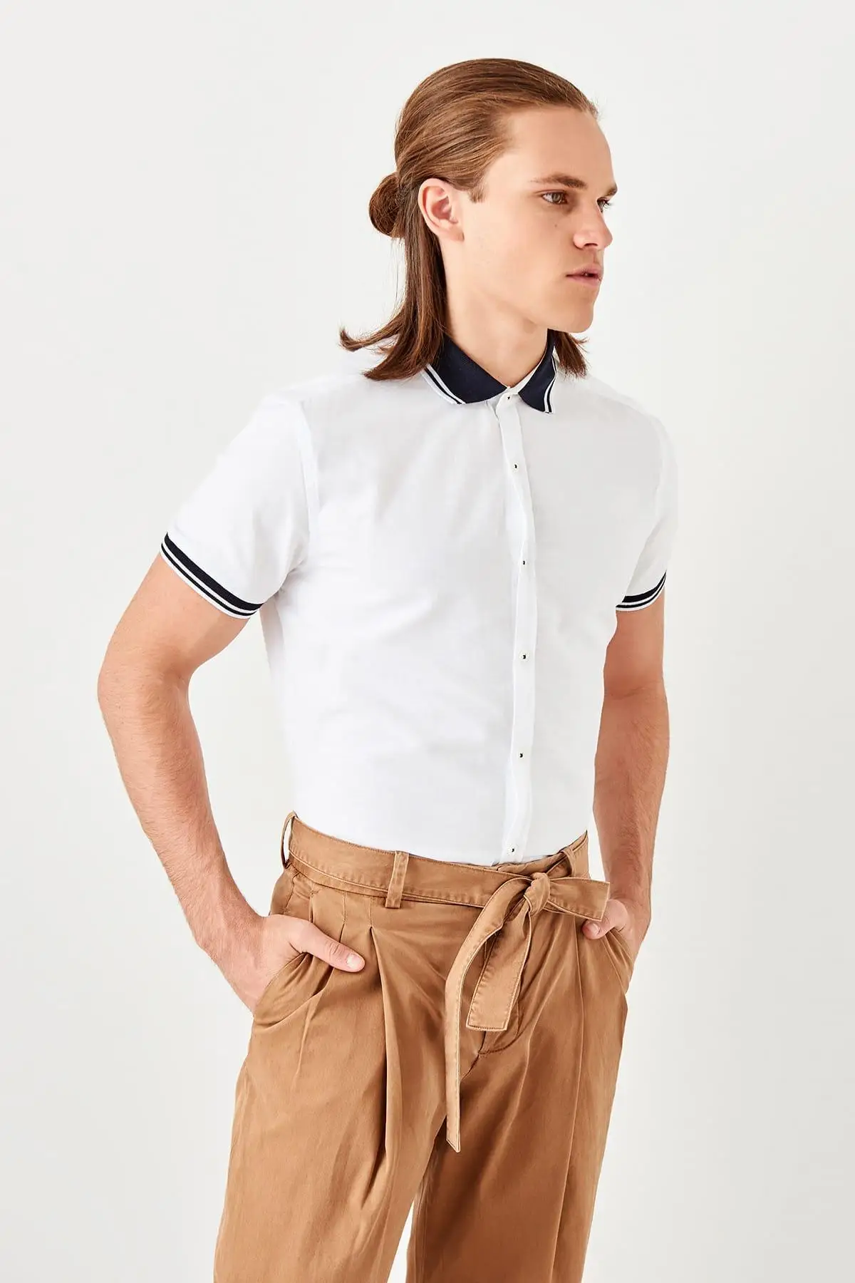 Trendyol белый мужской свитер с короткими рукавами TMNSS19FO0056| |